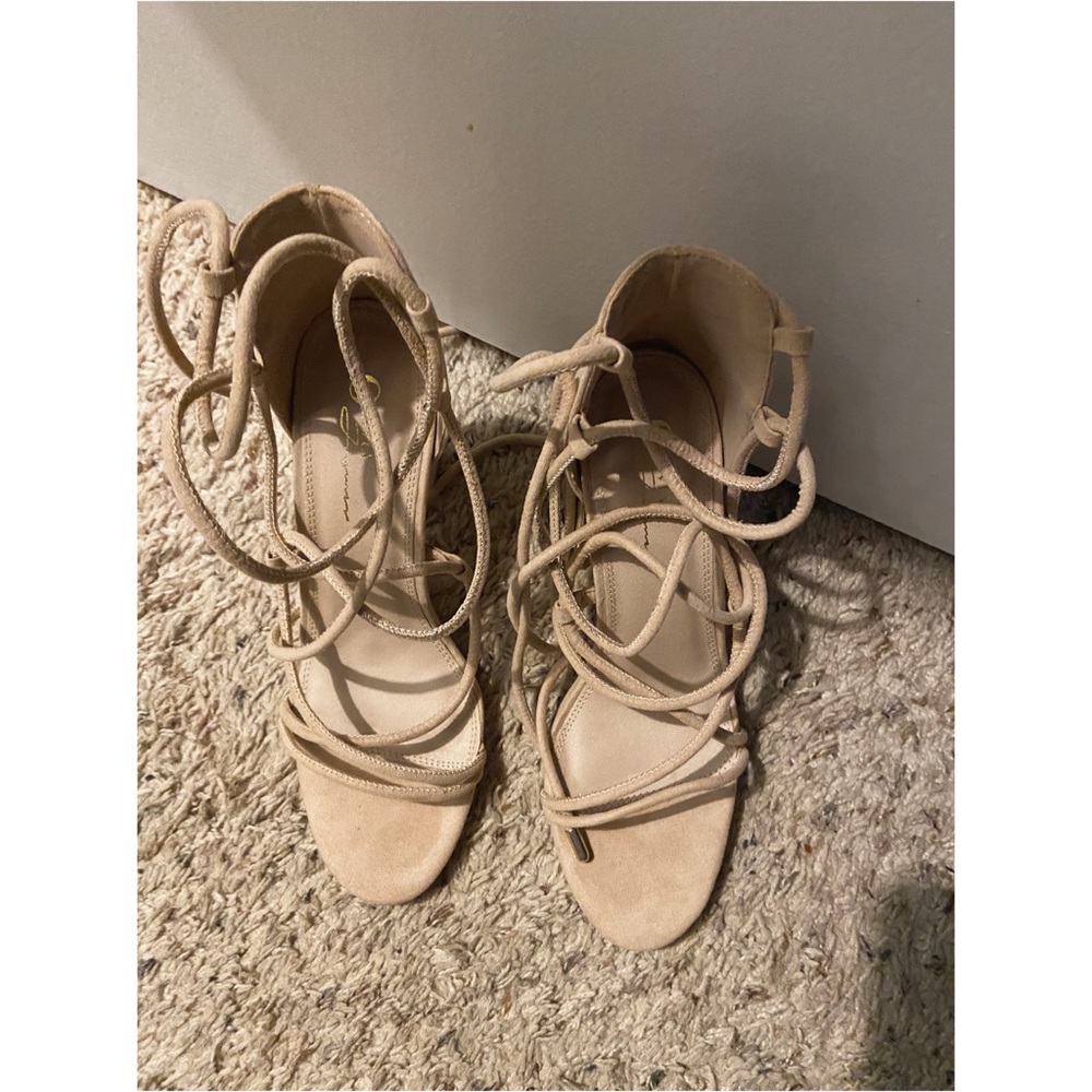 Nude Lace-Up Heels - Size 10
